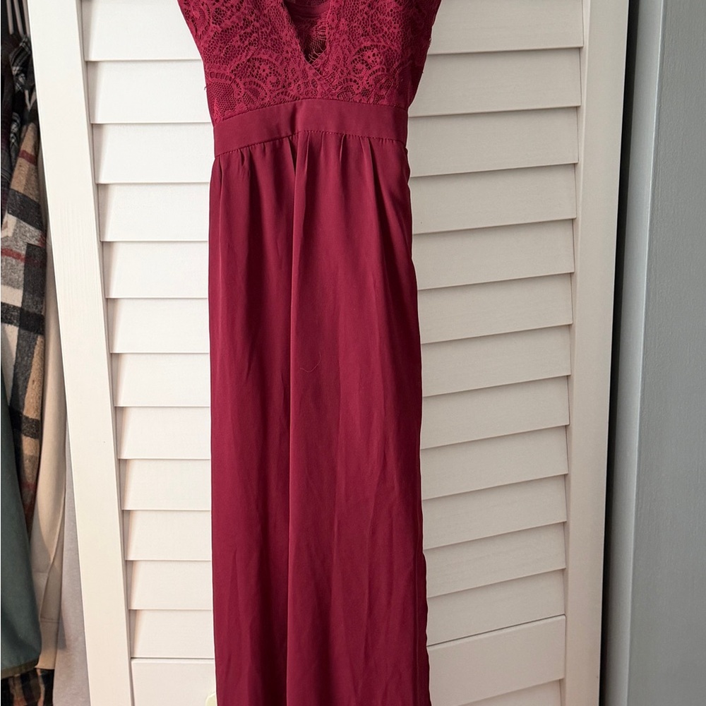 Tobi Lace Bodice Maxi Dress in Wine Red